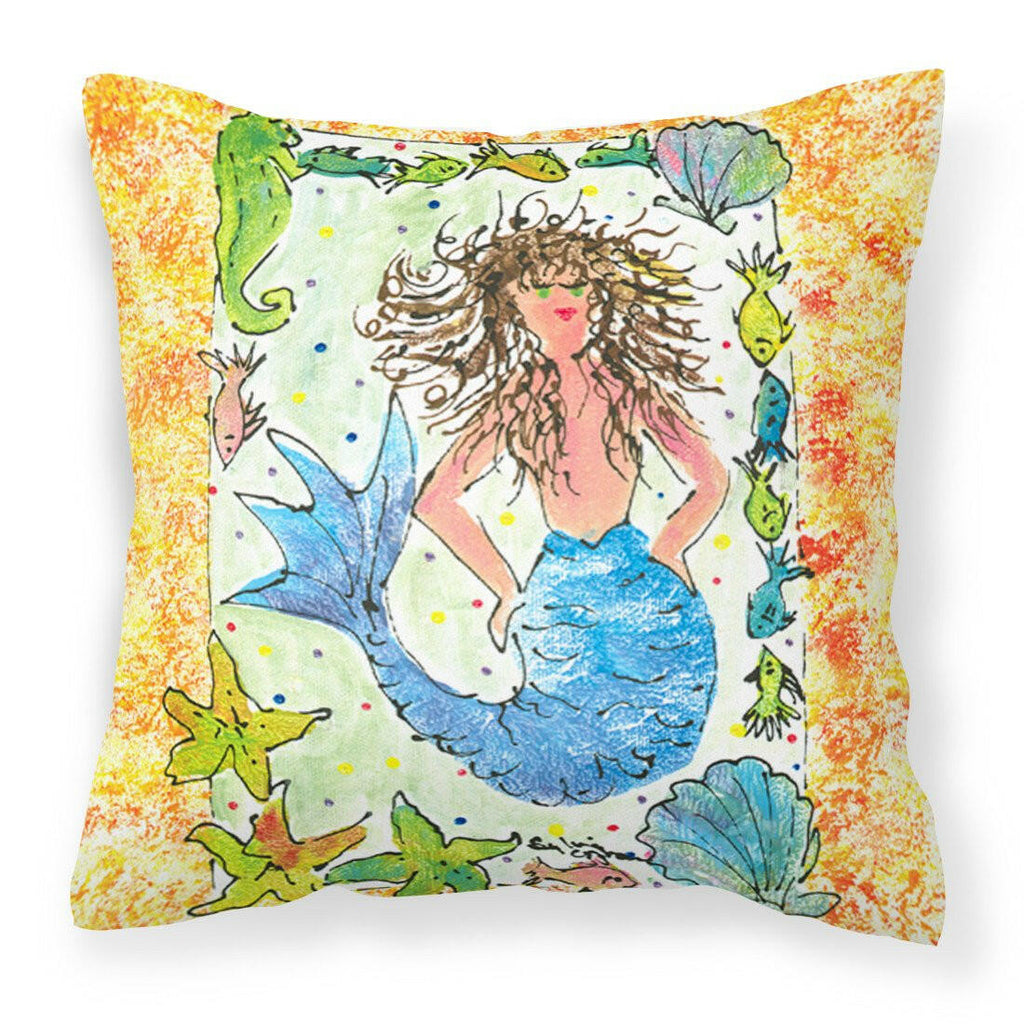 Mermaid Decorative Throw Pillow 14x14 Indoor Outdoor Accent Cushion, Fabric Cover with Insert for Sofa, Bed, Porch & Living Room