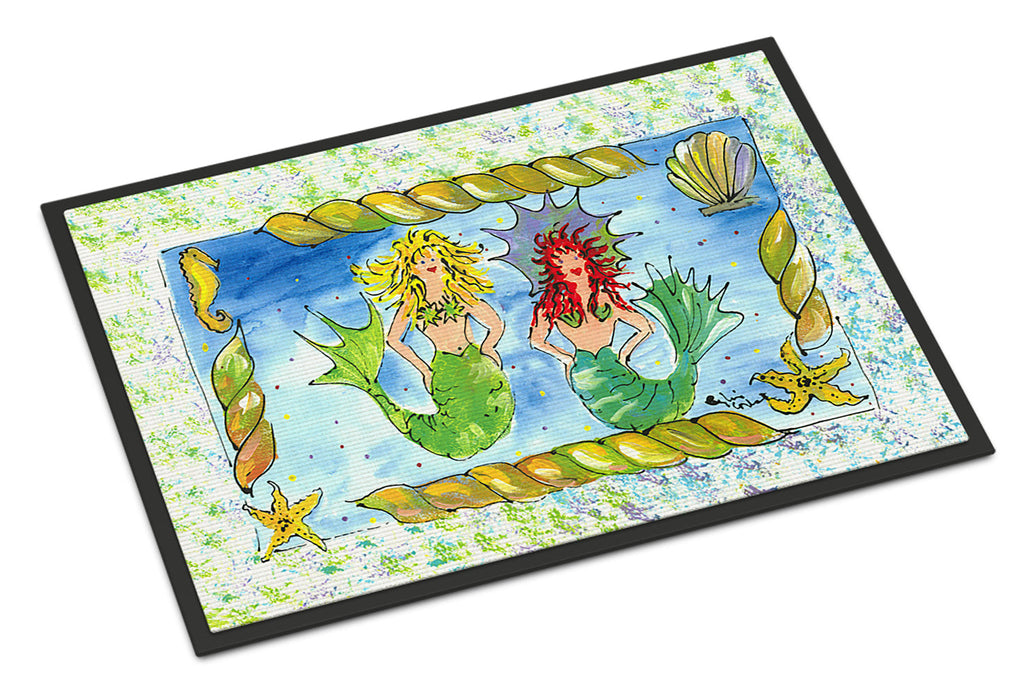 Mermaids Blonde and Red Head Doormat Indoor Outdoor 24H X 36W Front Door Mat Rugs for Entryway, Non Slip Washable Low Pile,