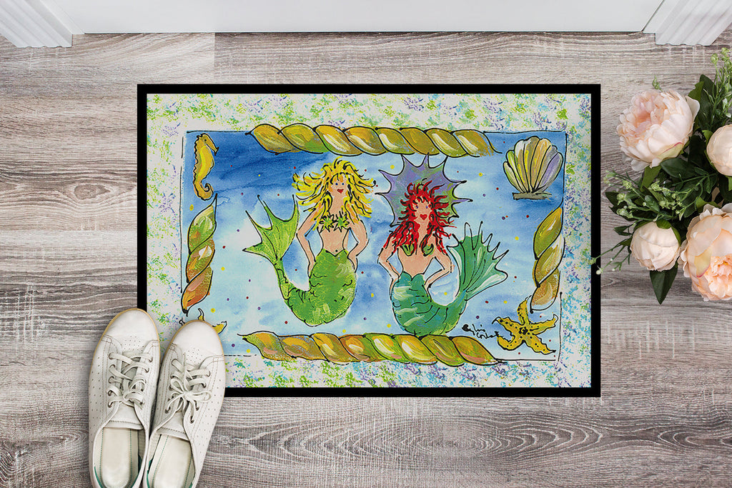 Mermaids Blonde and Red Head Doormat Indoor Outdoor 24H X 36W Front Door Mat Rugs for Entryway, Non Slip Washable Low Pile,