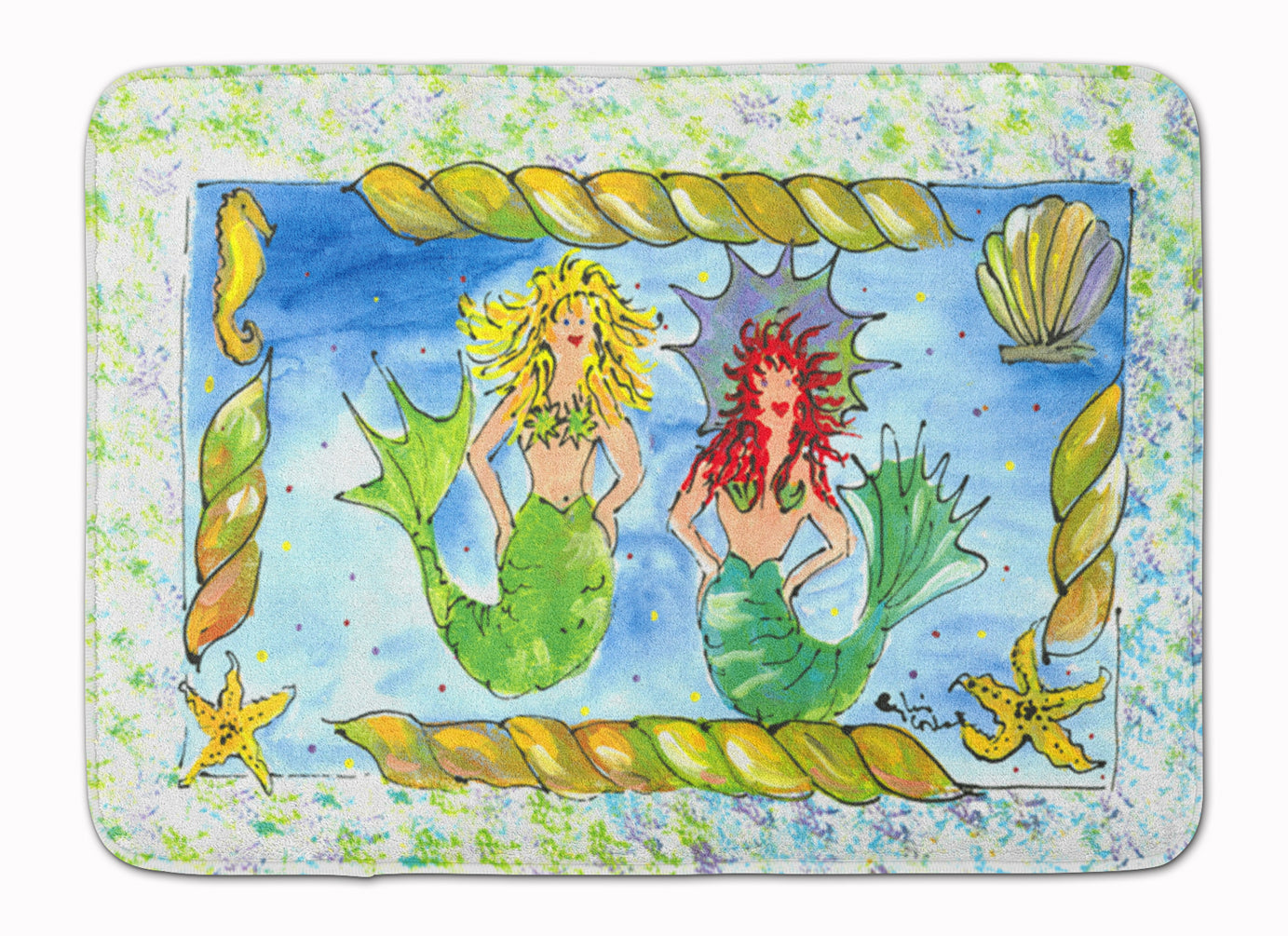 Mermaids Blonde and Red Head Memory Foam Kitchen Mat Machine Washable Anti-Fatigue Cushion Comfort Bath or Kitchen Rug