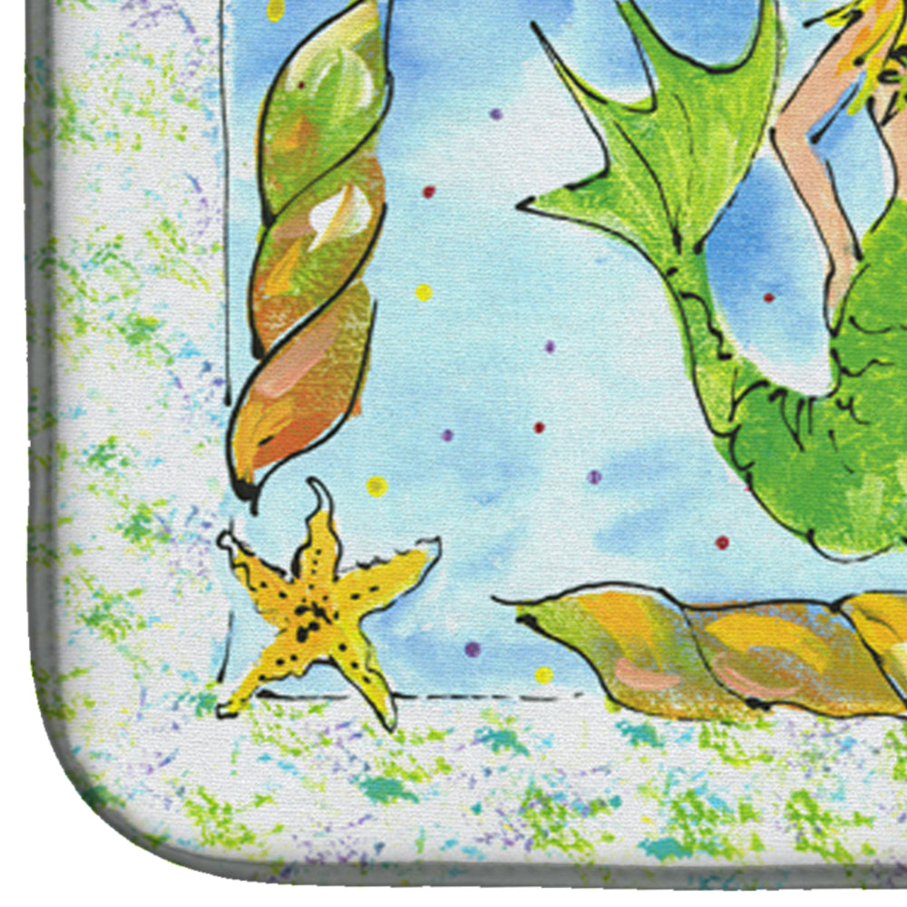 Mermaids Blonde and Red Head Dish Drying Mat Absorbent Dish Drying Mat Pad for Kitchen Counter Dish Drainer Mat for Countertop, 14 x 21", Multicolor