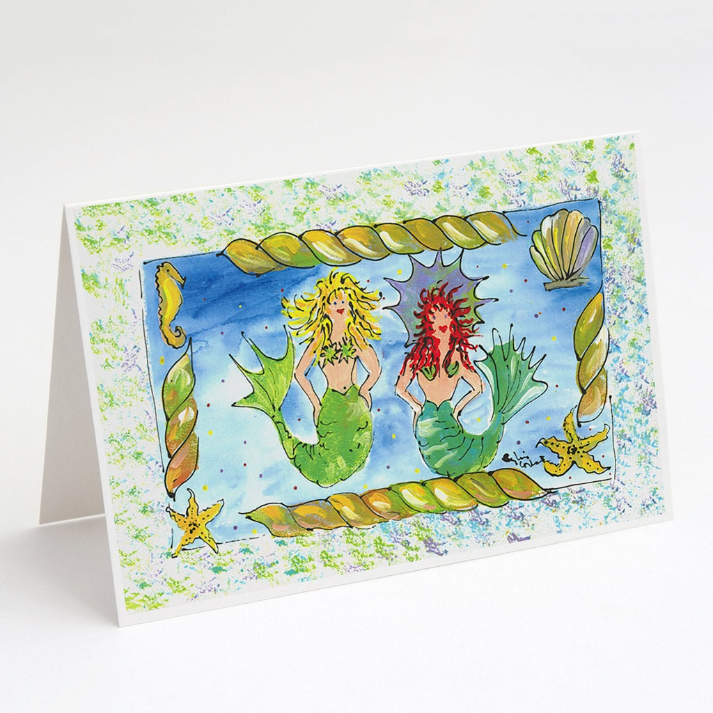 Mermaids Blonde and Red Head Greeting Cards Pack of 8 Blank Cards with Envelopes Whimsical A7 Size 5x7