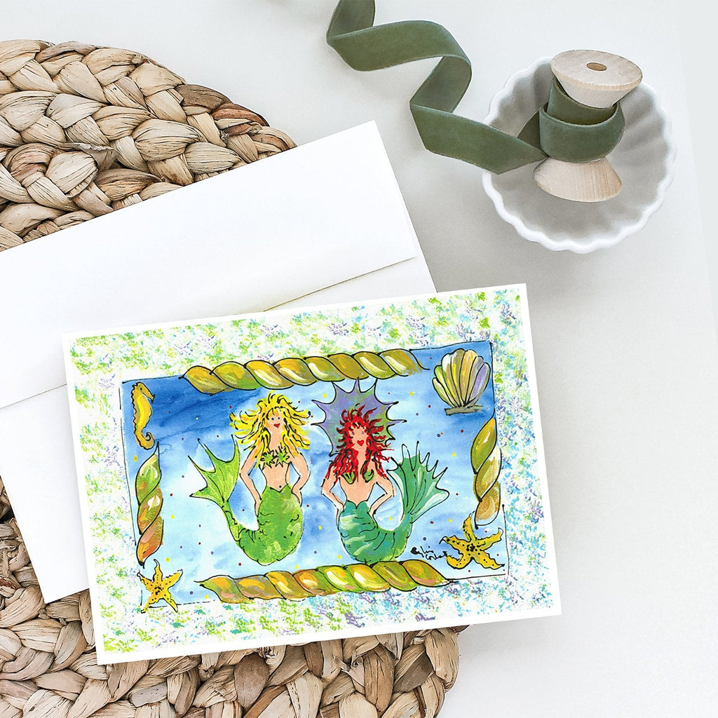 Mermaids Blonde and Red Head Greeting Cards Pack of 8 Blank Cards with Envelopes Whimsical A7 Size 5x7