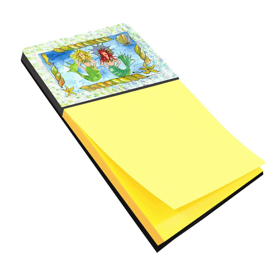 Mermaids Blonde and Red Head Watercolor Sticky Note Holder Refillable Dispenser Desk Accessory 3x3 Pad Gift