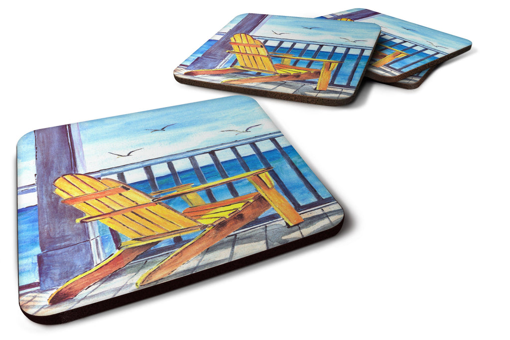 Yellow Adirondack Chair Foam Coasters Set of 4 Cup Coasters for Indoor Outdoor, Tabletop Protection, Anti Slip, Mouse pad Material