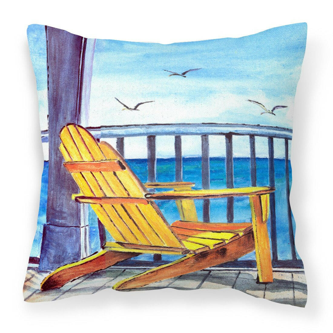 Yellow Adirondack Chair Decorative Throw Pillow 14x14 Indoor Outdoor Accent Cushion, Fabric Cover with Insert for Sofa, Bed, Porch & Living Room