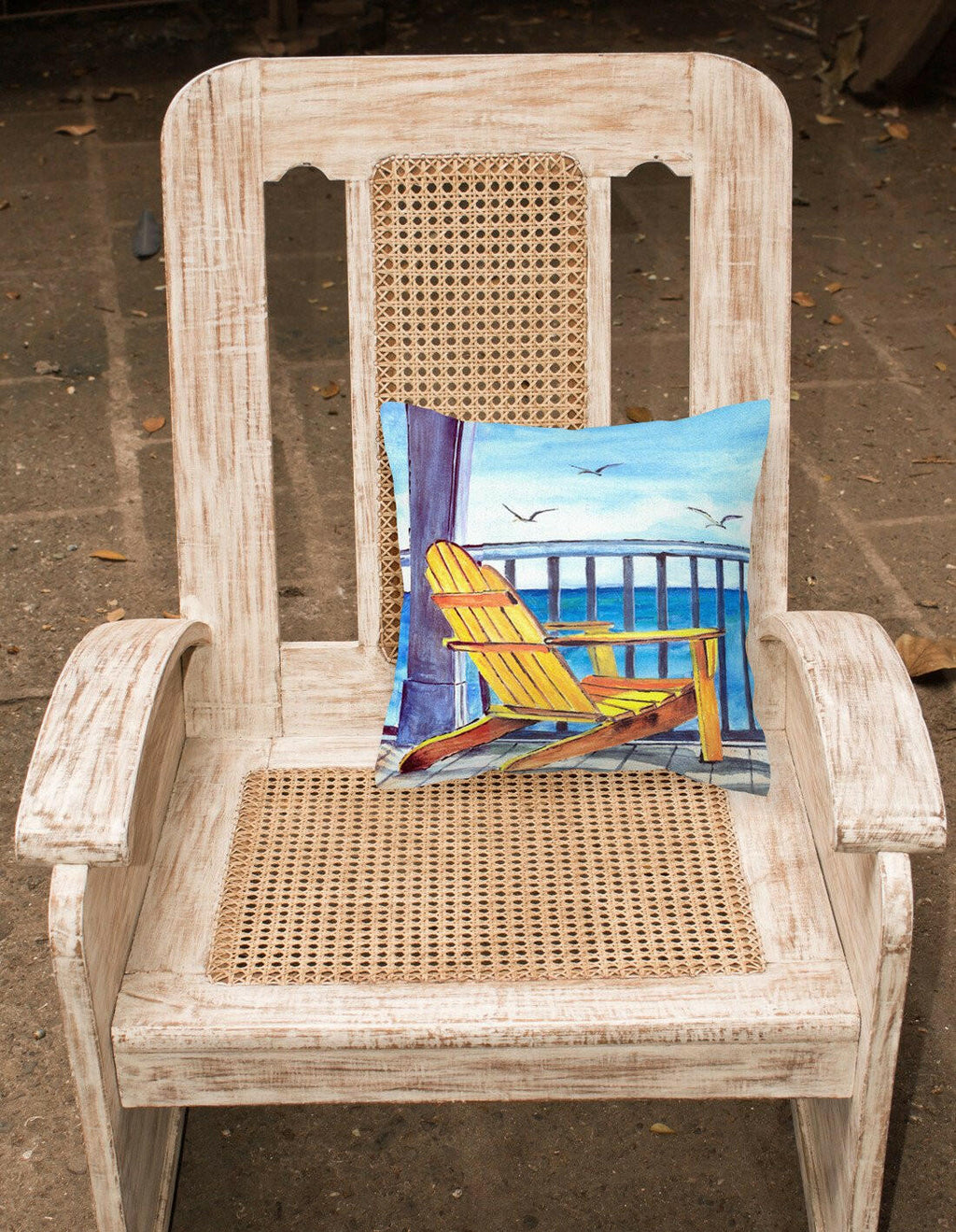 Yellow Adirondack Chair Decorative Throw Pillow 14x14 Indoor Outdoor Accent Cushion, Fabric Cover with Insert for Sofa, Bed, Porch & Living Room