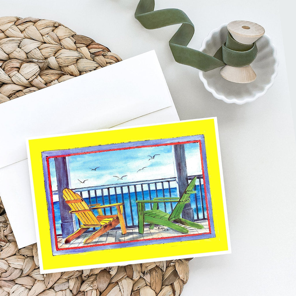 Adirondack Chairs Yellow Greeting Cards Pack of 8 Blank Cards with Envelopes Whimsical A7 Size 5x7