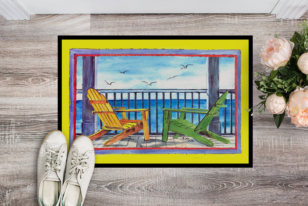 Adirondack Chairs Yellow Doormat Indoor Outdoor 24H X 36W Front Door Mat Rugs for Entryway, Non Slip Washable Low Pile,