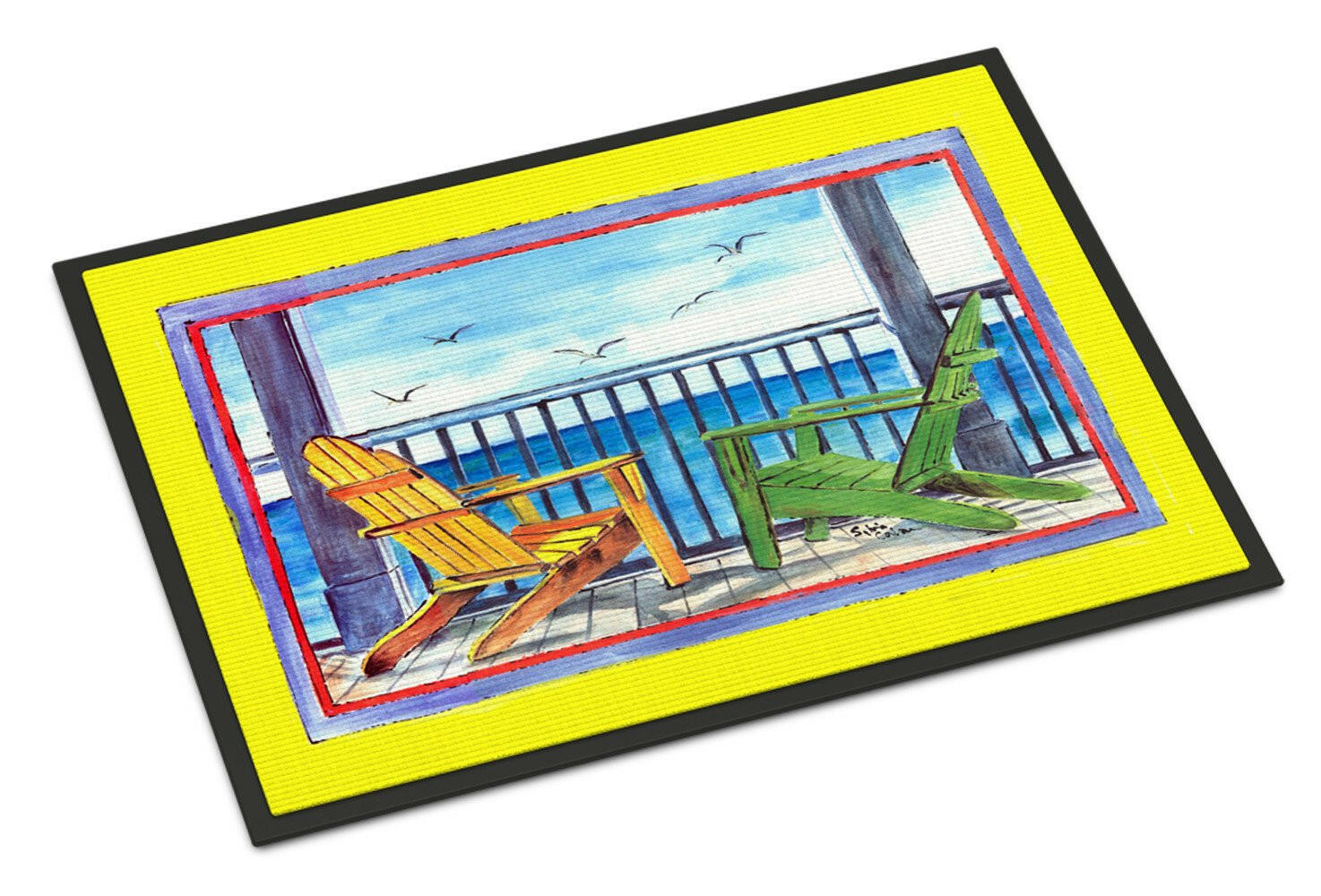 Adirondack Chairs Yellow Doormat Indoor Outdoor 18H X 27W Front Door Mat Rugs for Entryway, Non Slip Washable