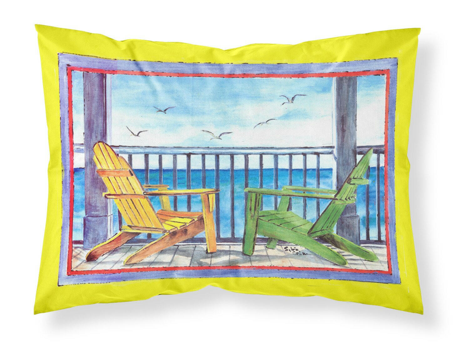 Adirondack Chairs Yellow Standard Pillowcase Lightweight Super Soft Easy Care Decorative Artwork Pillowcase, Standard