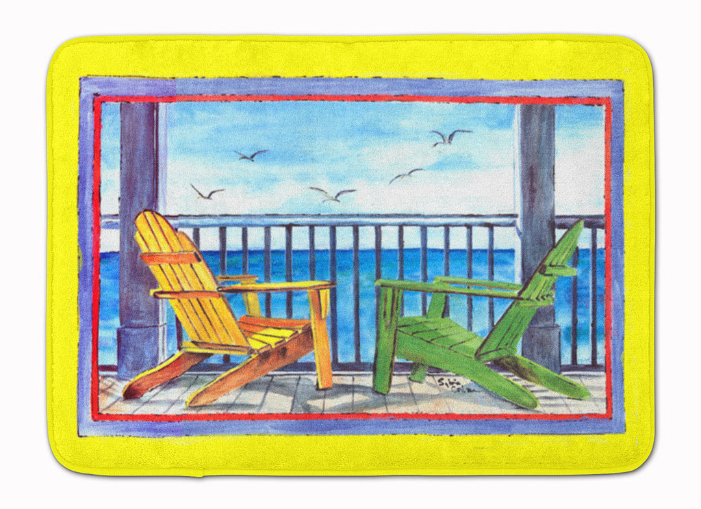 Adirondack Chairs Yellow Memory Foam Kitchen Mat Machine Washable Anti-Fatigue Cushion Comfort Bath or Kitchen Rug