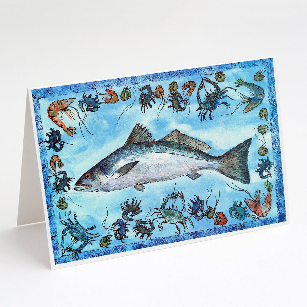 Fish Speckled Trout Greeting Cards Pack of 8 Blank Cards with Envelopes Whimsical A7 Size 5x7