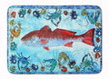 Red Fish Memory Foam Kitchen Mat Machine Washable Anti-Fatigue Cushion Comfort Bath or Kitchen Rug