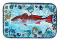 Red Fish Dish Drying Mat Absorbent Dish Drying Mat Pad for Kitchen Counter Dish Drainer Mat for Countertop, 14 x 21", Multicolor