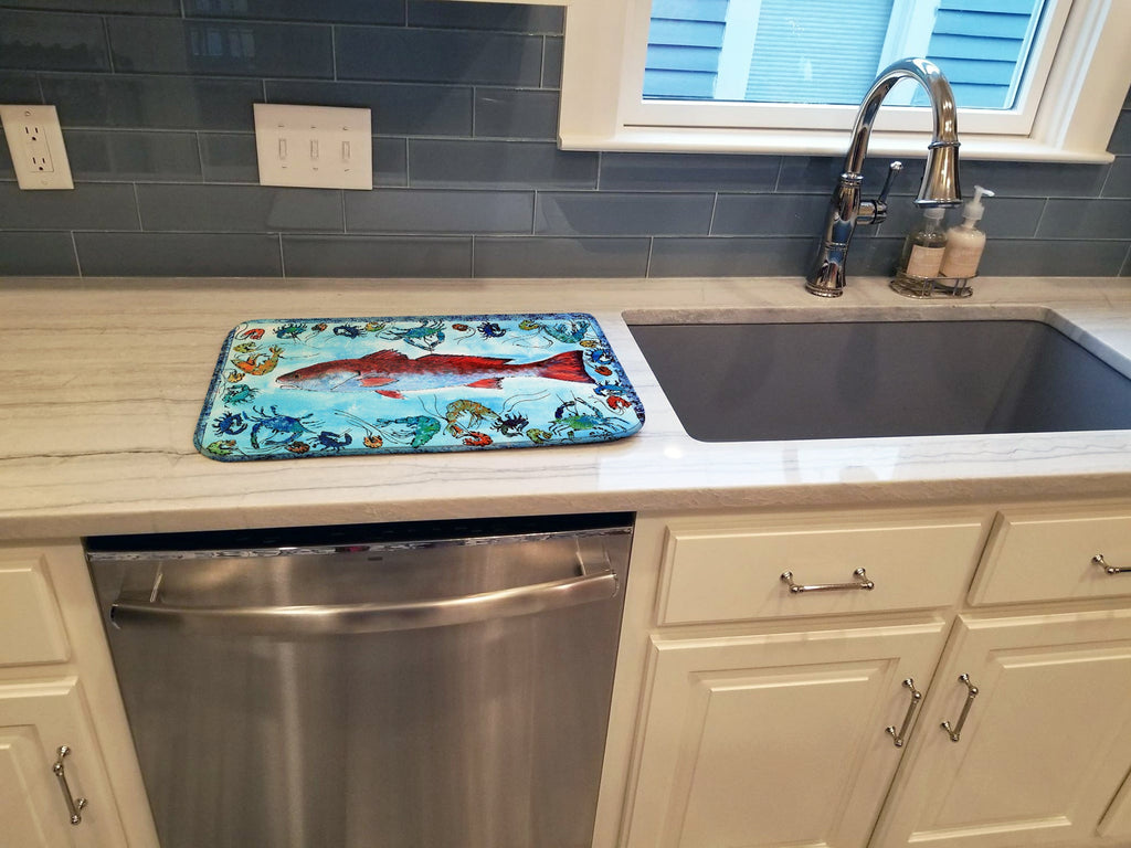 Red Fish Dish Drying Mat Absorbent Dish Drying Mat Pad for Kitchen Counter Dish Drainer Mat for Countertop, 14 x 21", Multicolor