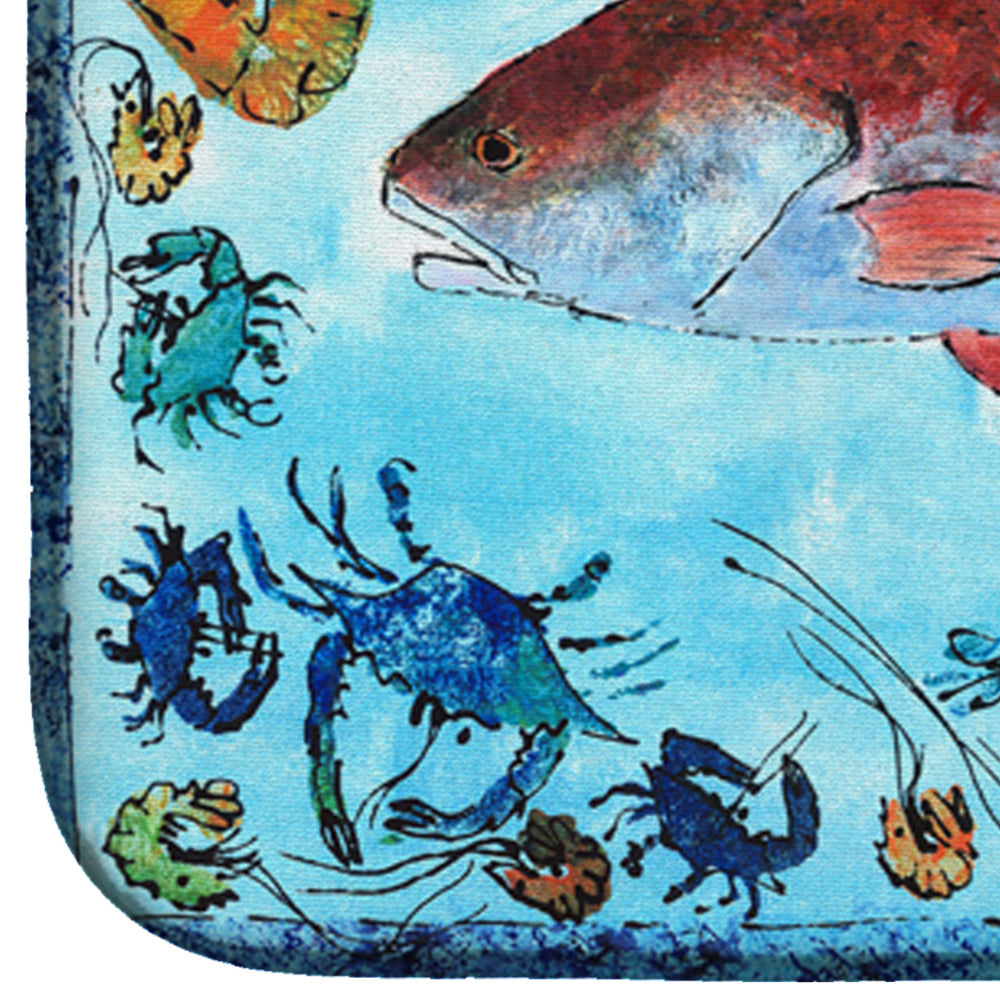 Red Fish Dish Drying Mat Absorbent Dish Drying Mat Pad for Kitchen Counter Dish Drainer Mat for Countertop, 14 x 21", Multicolor