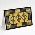 Black and Gold Fleur de Lis Greeting Cards Pack of 8 Blank Cards with Envelopes Whimsical A7 Size 5x7