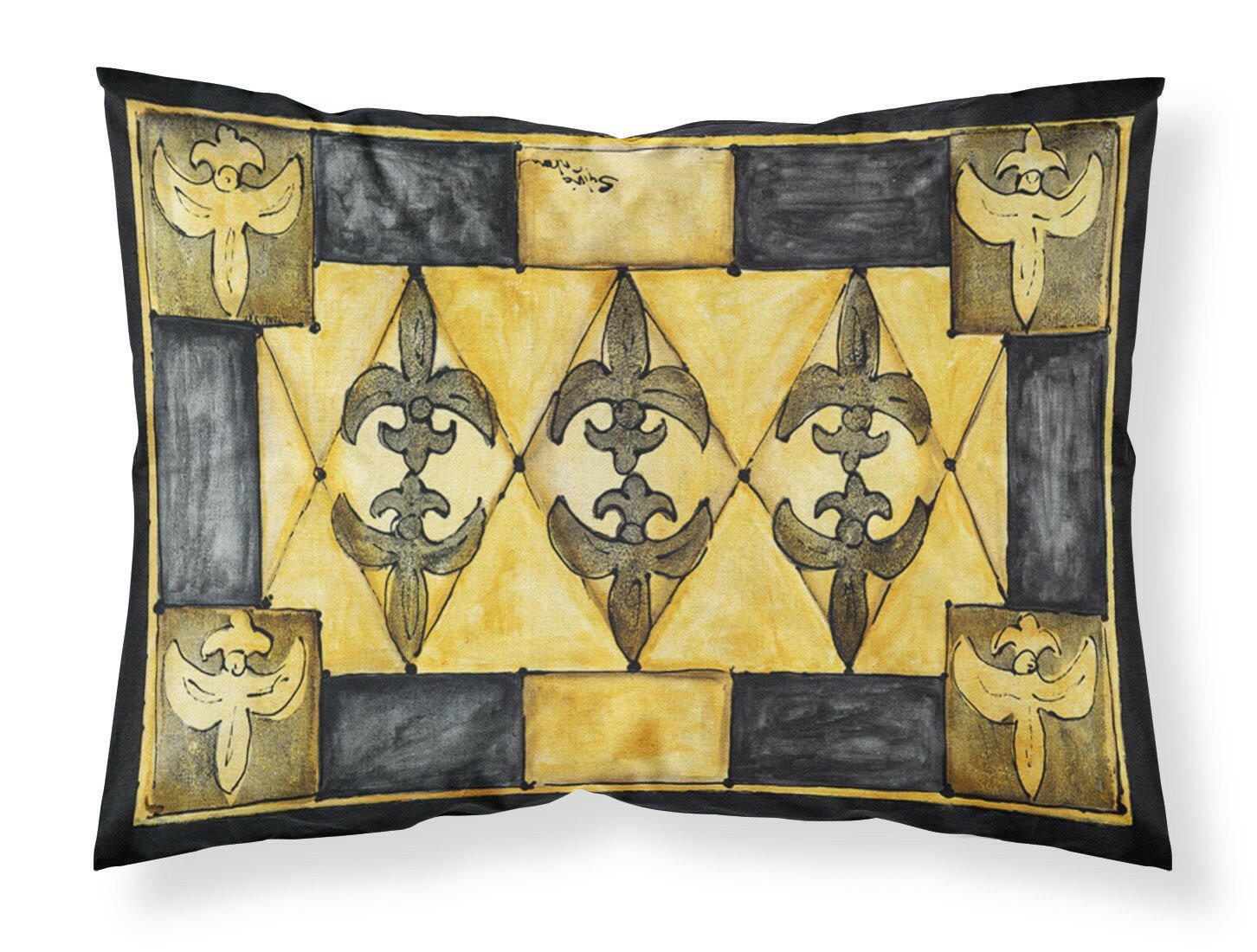 Black and Gold Fleur de Lis Standard Pillowcase Lightweight Super Soft Easy Care Decorative Artwork Pillowcase, Standard