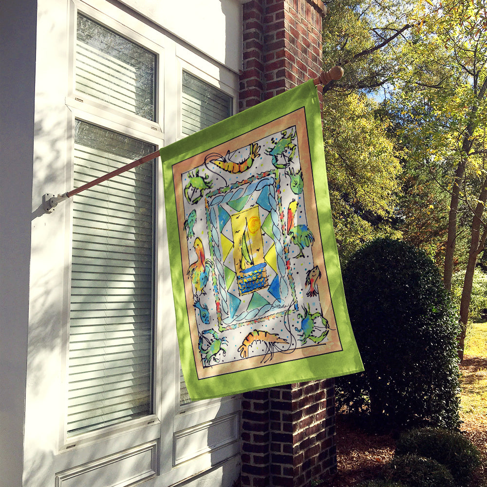 Crab sailboats and more House Flag 28x40 Porch Sleeve Pole Decorative Outside Yard Banner Artwork Wall Hanging, Polyester