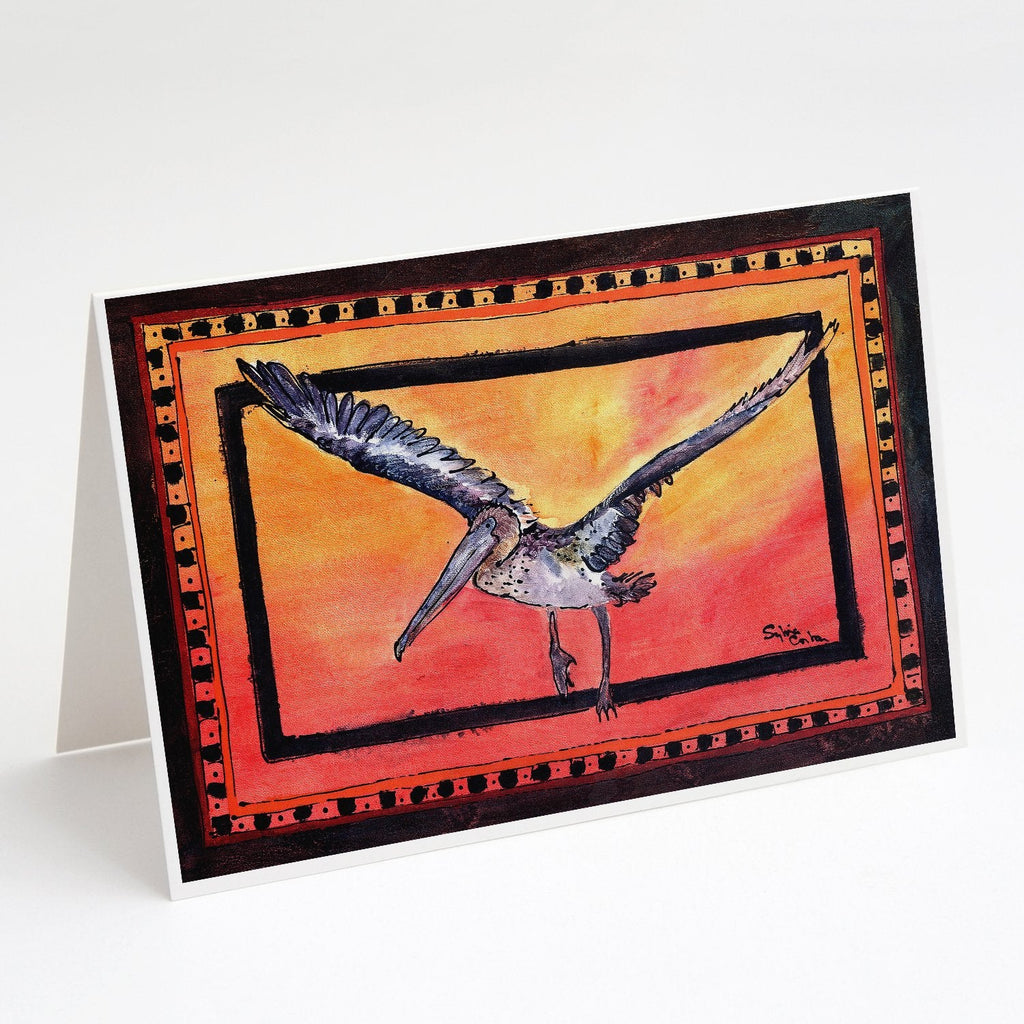 Bird - Pelican Greeting Cards Pack of 8 Blank Cards with Envelopes Whimsical A7 Size 5x7