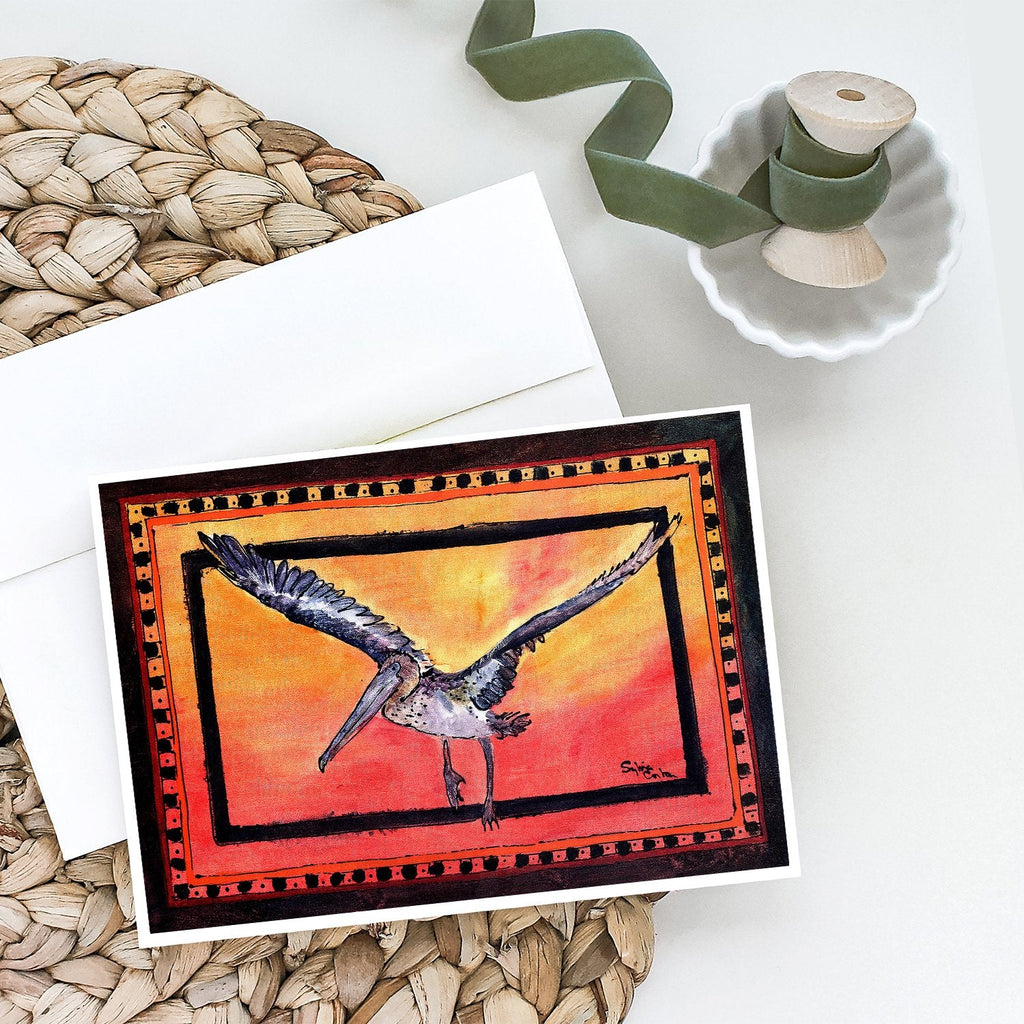Bird - Pelican Greeting Cards Pack of 8 Blank Cards with Envelopes Whimsical A7 Size 5x7