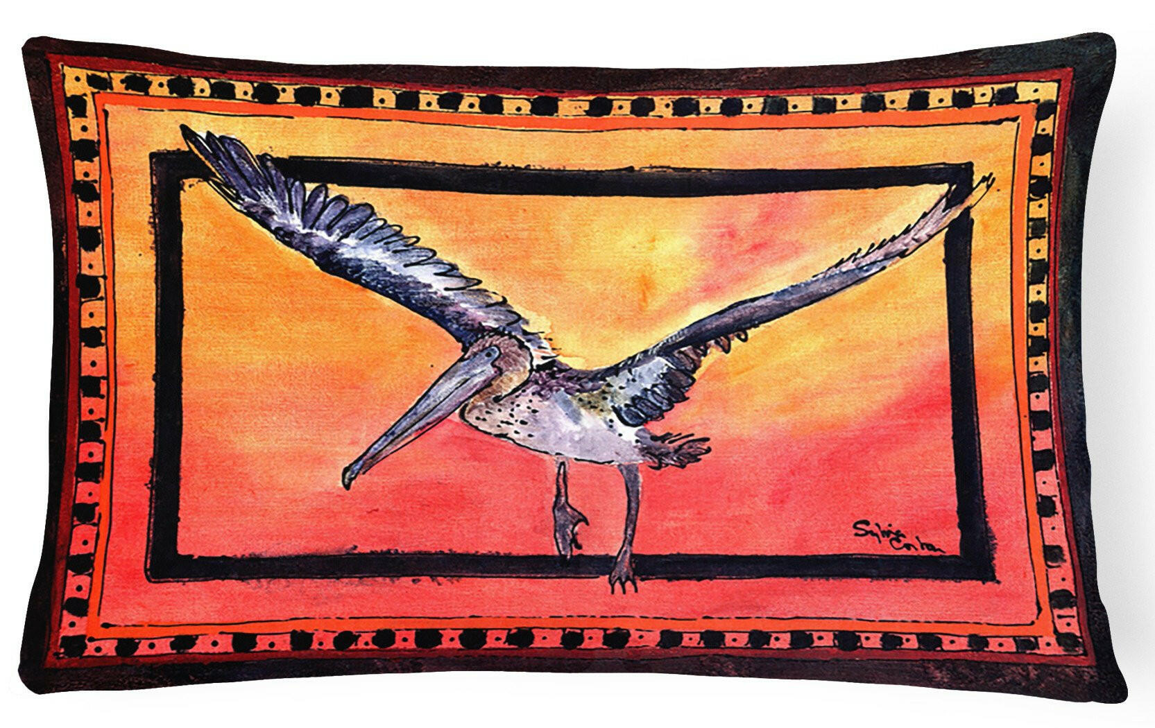 Bird - Pelican Decorative Throw Pillow 12x16 Indoor Outdoor Accent Cushion, Fabric Cover with Insert for Sofa, Bed, Porch & Living Room
