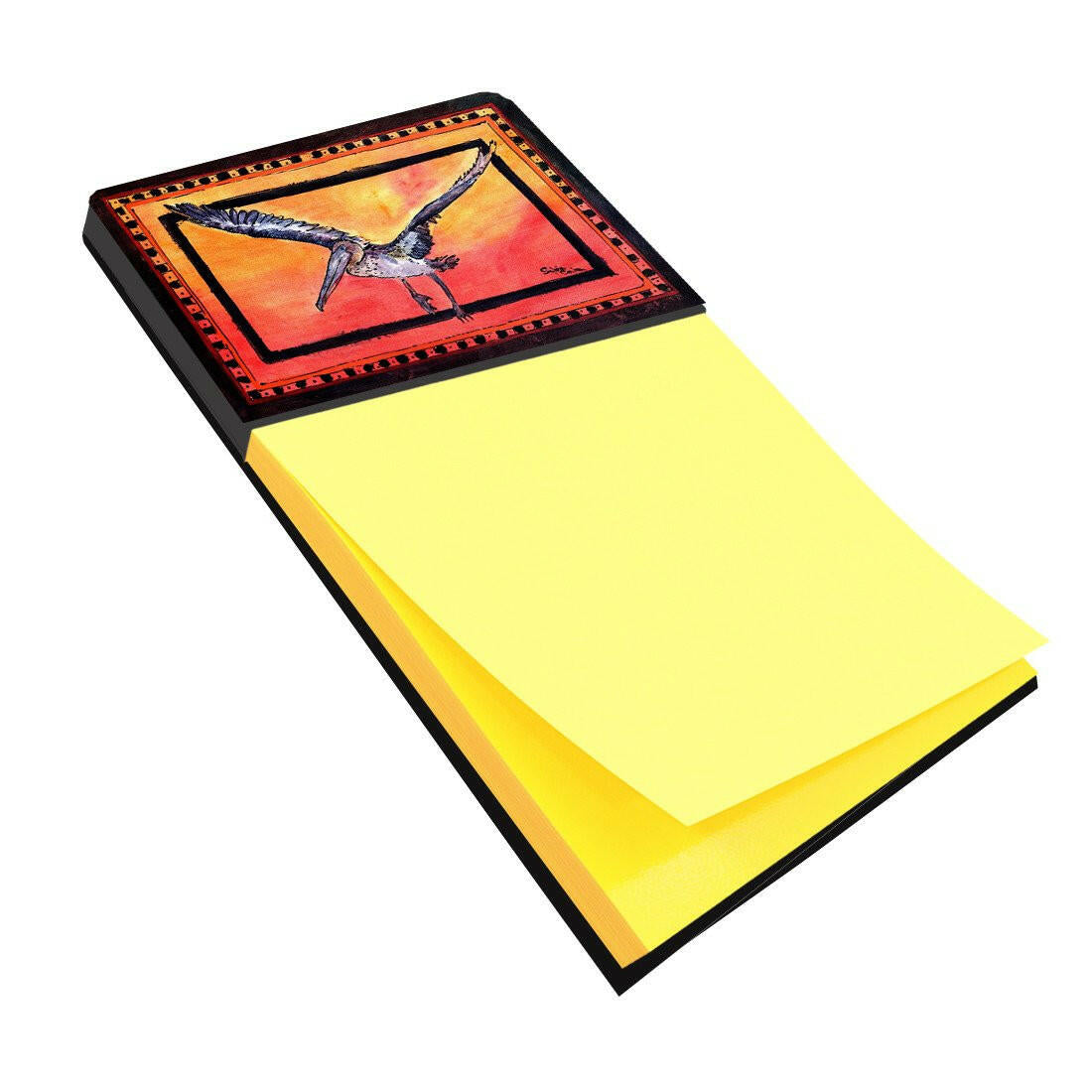 Bird - Pelican Watercolor Sticky Note Holder Refillable Dispenser Desk Accessory 3x3 Pad Gift