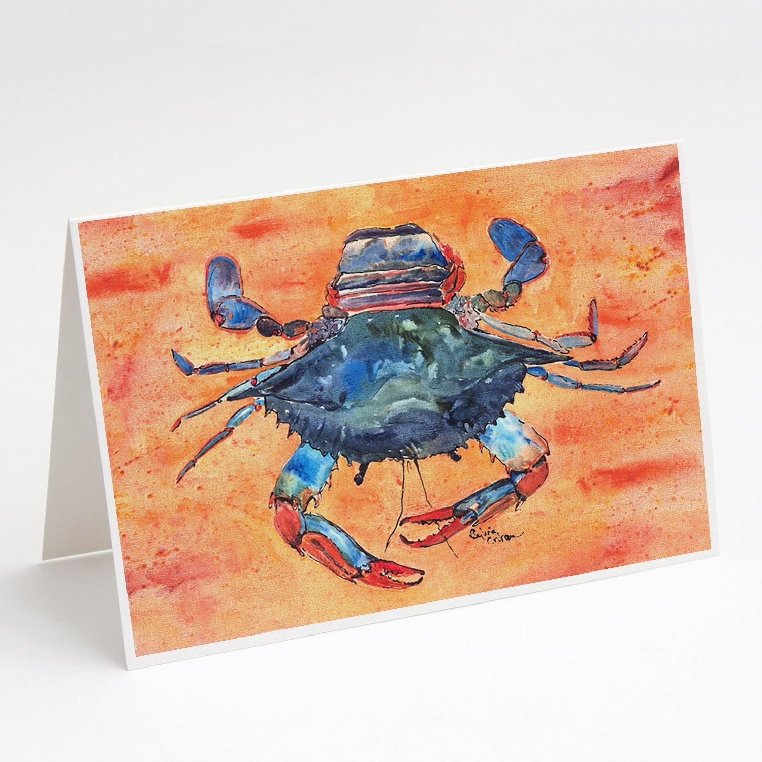Crab Greeting Cards Pack of 8 Blank Cards with Envelopes Whimsical A7 Size 5x7
