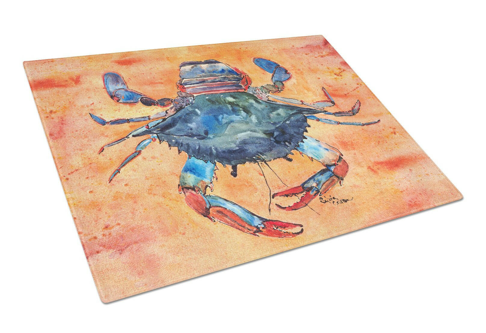 Crab Cutting Board Tempered Glass Kitchen Cutting Surface, Heat Resistant Chopping, Non-Slip Feet, Food Prep & Serving