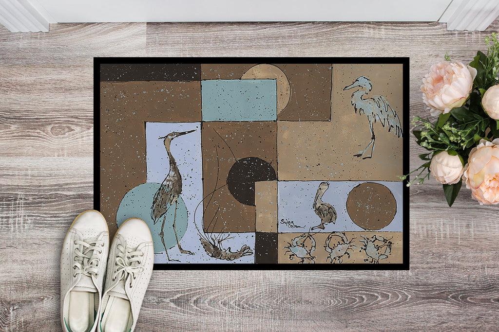 Blue Heron Doormat Indoor Outdoor 24H X 36W Front Door Mat Rugs for Entryway, Non Slip Washable Low Pile,