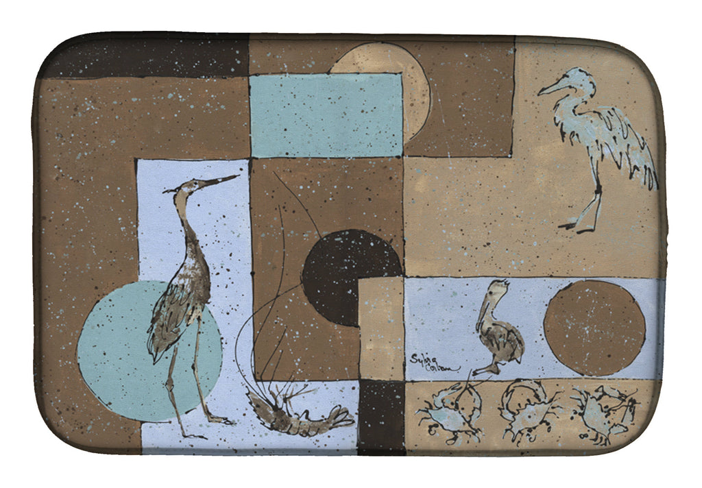 Blue Heron Dish Drying Mat Absorbent Dish Drying Mat Pad for Kitchen Counter Dish Drainer Mat for Countertop, 14 x 21", Multicolor