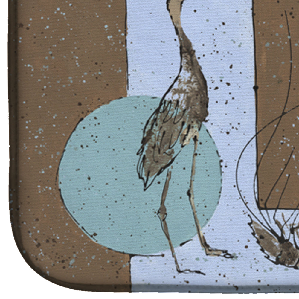 Blue Heron Dish Drying Mat Absorbent Dish Drying Mat Pad for Kitchen Counter Dish Drainer Mat for Countertop, 14 x 21", Multicolor