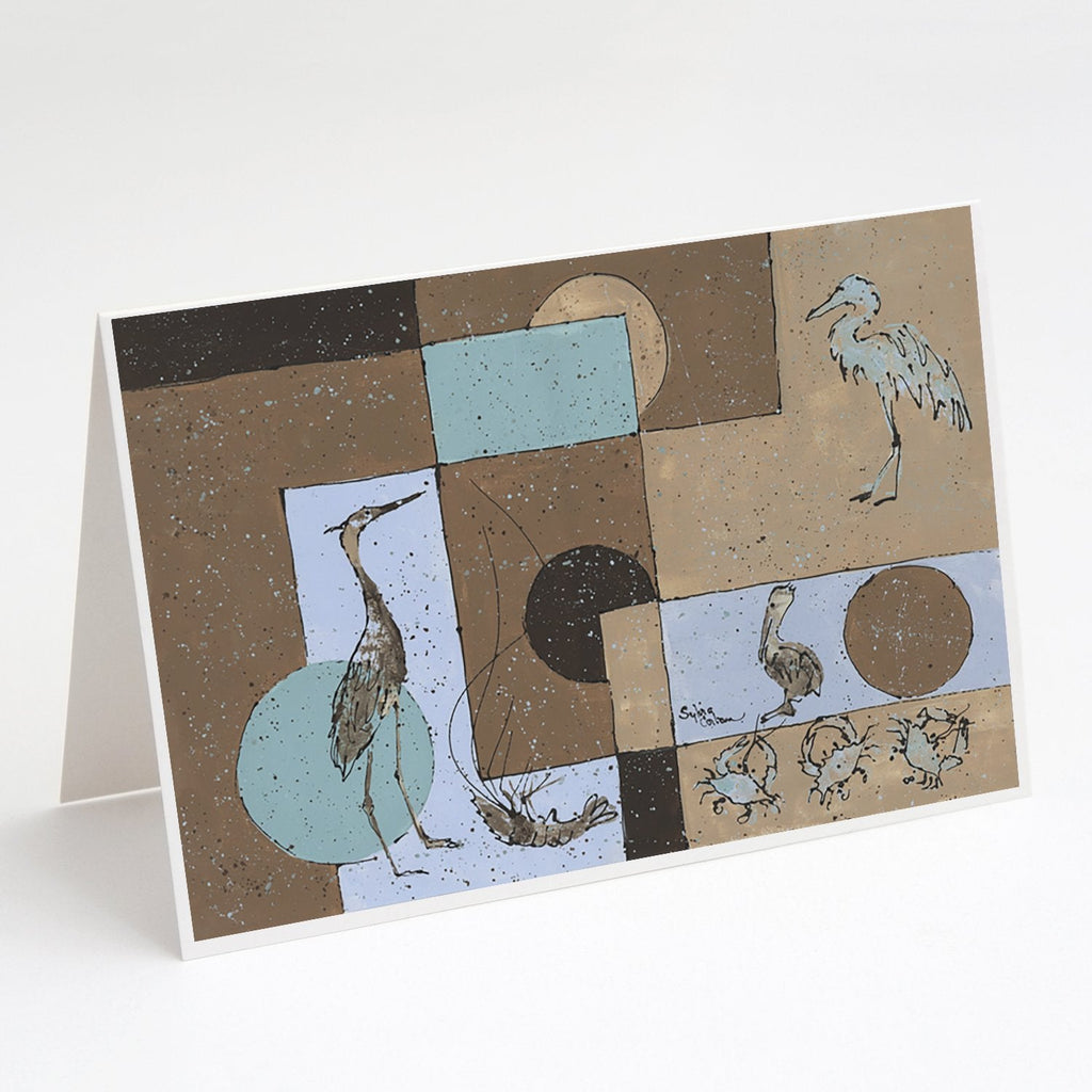 Blue Heron Greeting Cards Pack of 8 Blank Cards with Envelopes Whimsical A7 Size 5x7