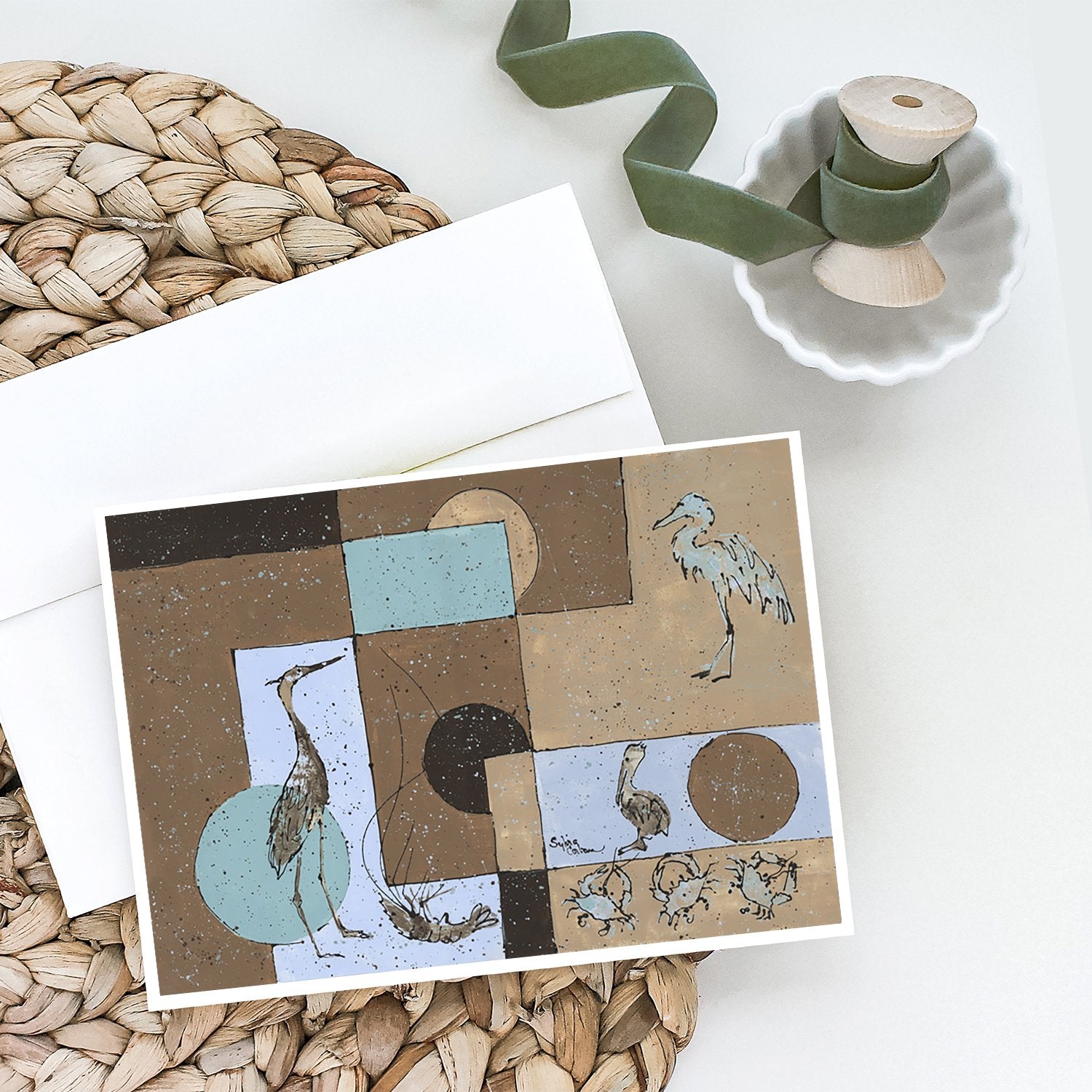 Blue Heron Greeting Cards Pack of 8 Blank Cards with Envelopes Whimsical A7 Size 5x7