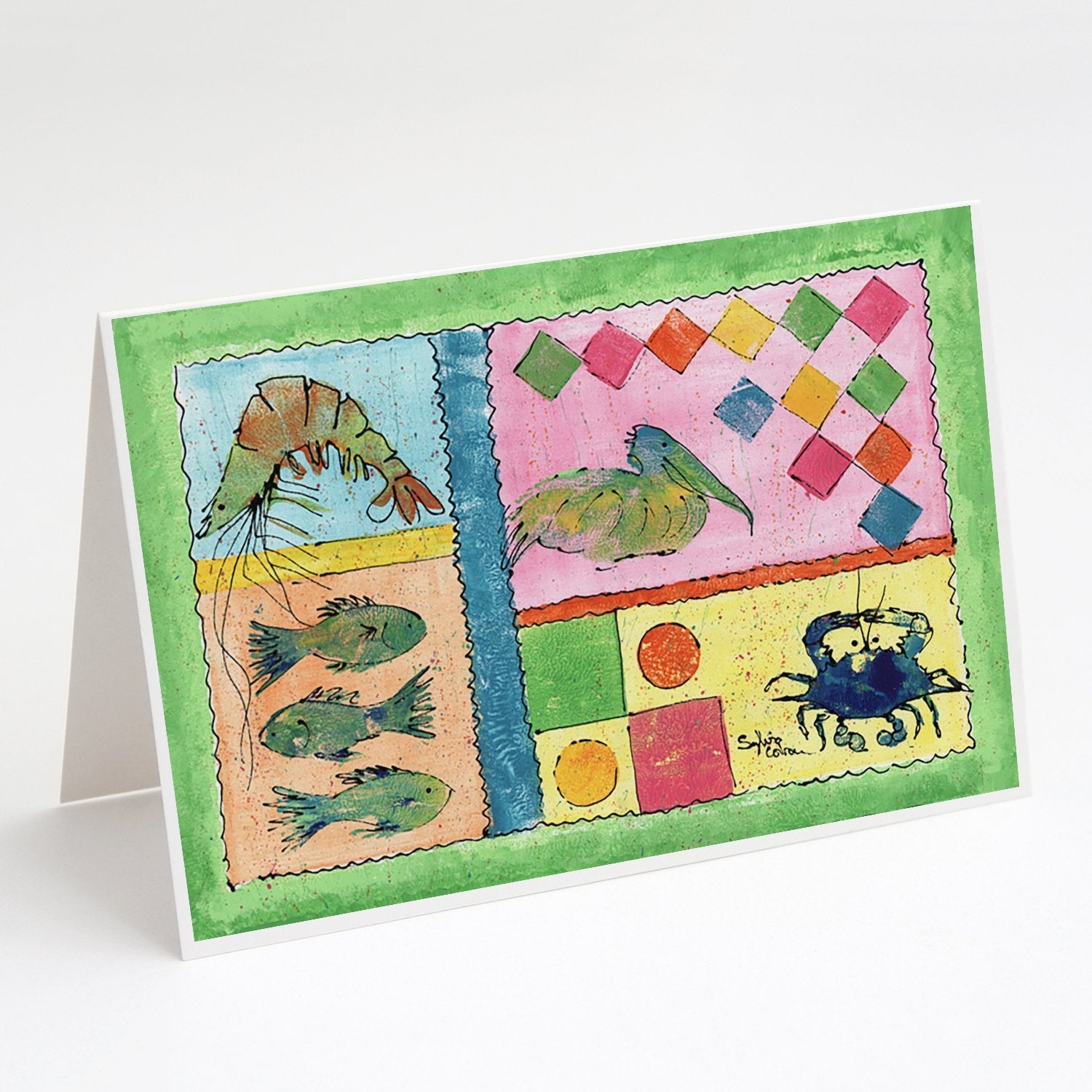 Blue Heron Greeting Cards Pack of 8 Blank Cards with Envelopes Whimsical A7 Size 5x7