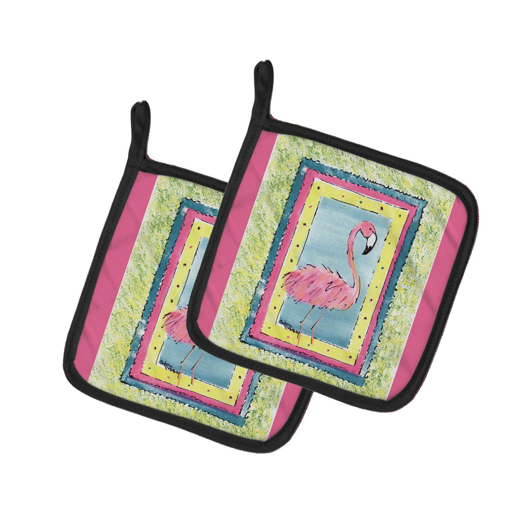 Bird - Flamingo Pot Holder Set of 2 Heat Resistant Quilted Hot Pads 7.5 x 7.5 Inch, Insulated Kitchen Trivets for Cooking & Baking