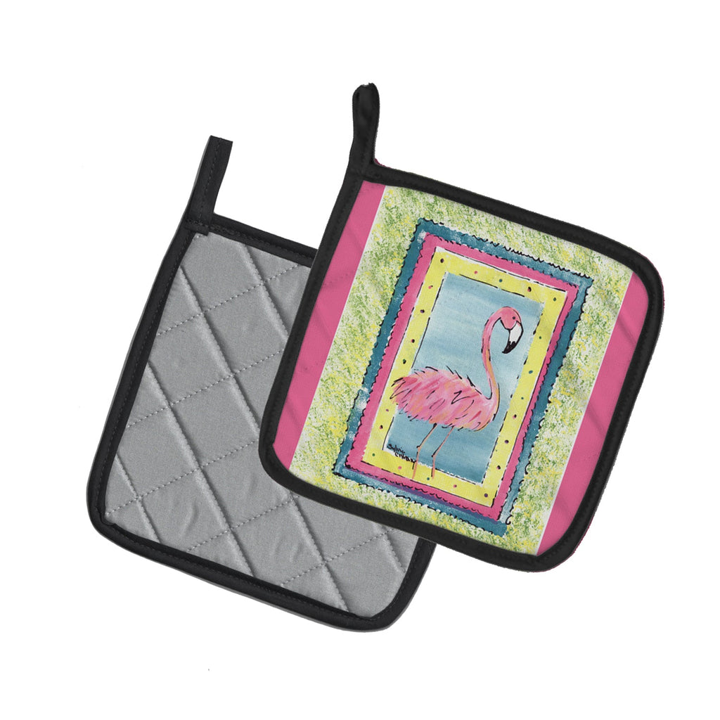 Bird - Flamingo Pot Holder Set of 2 Heat Resistant Quilted Hot Pads 7.5 x 7.5 Inch, Insulated Kitchen Trivets for Cooking & Baking