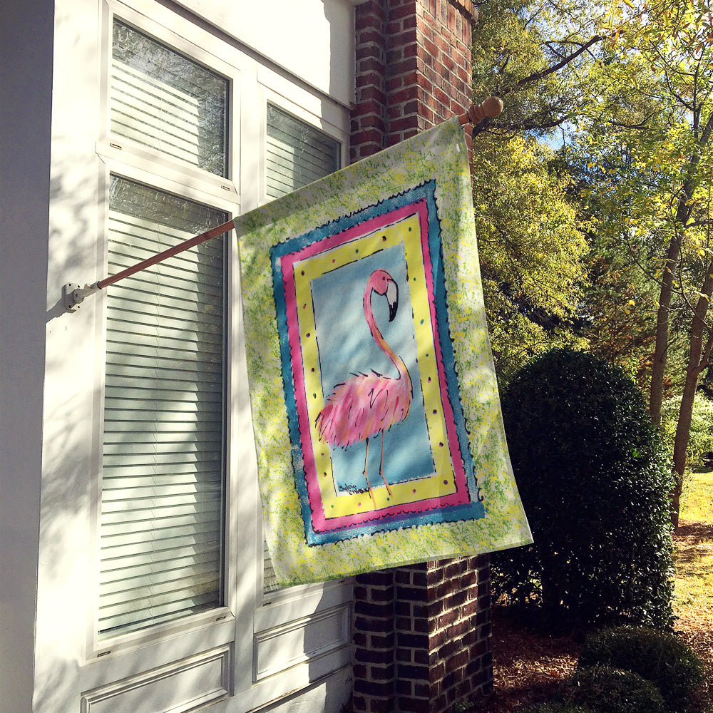 Flamingo House Flag 28x40 Porch Sleeve Pole Decorative Outside Yard Banner Artwork Wall Hanging, Polyester