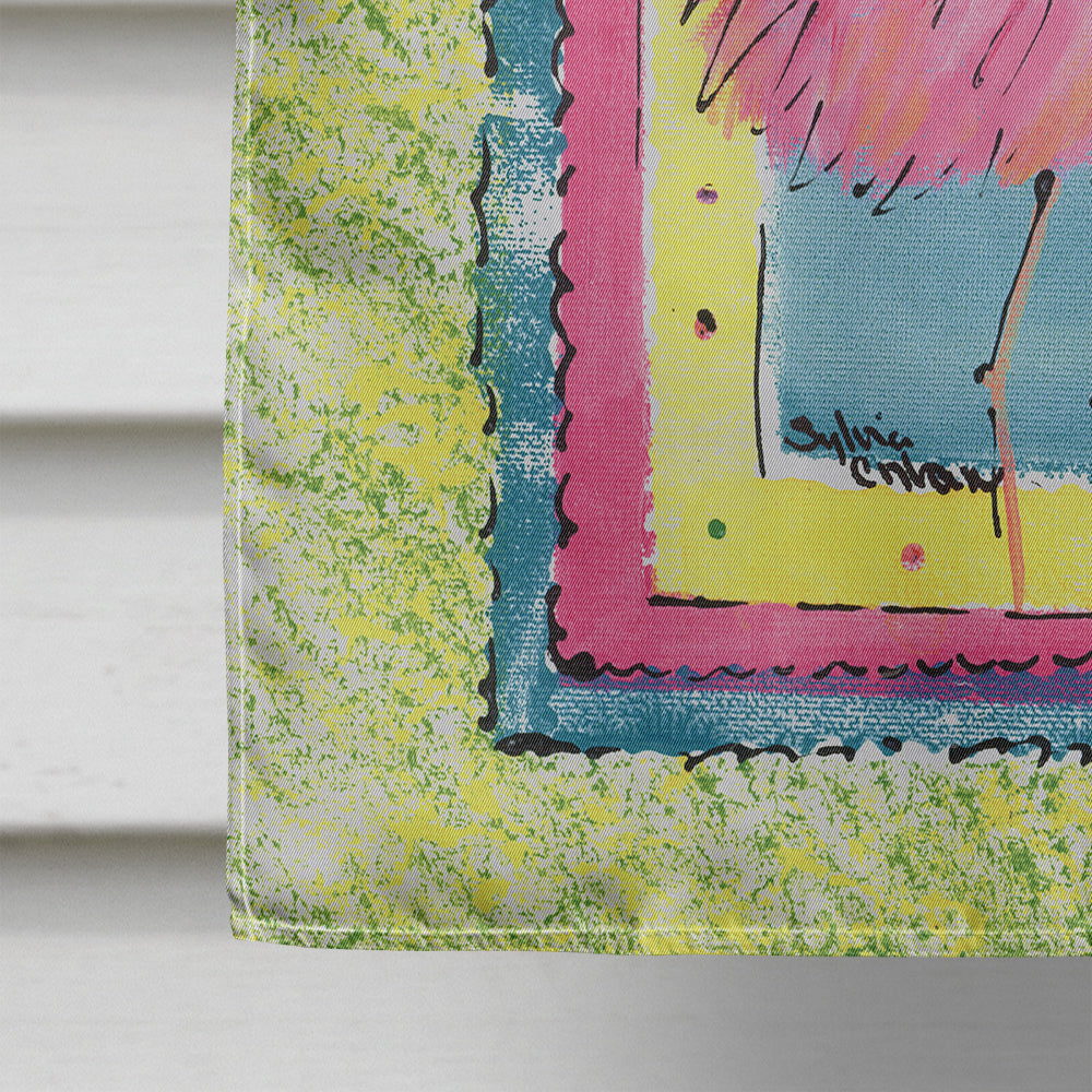Flamingo House Flag 28x40 Porch Sleeve Pole Decorative Outside Yard Banner Artwork Wall Hanging, Polyester