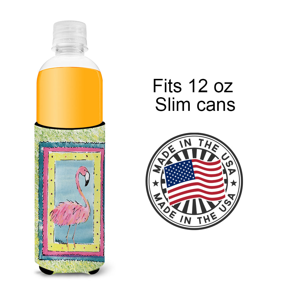 Flamingo Slim Can Hugger , Insulated Foam Hugger for 12 oz Slim Cans, Beer Bottles & Water Bottles, Printed in USA