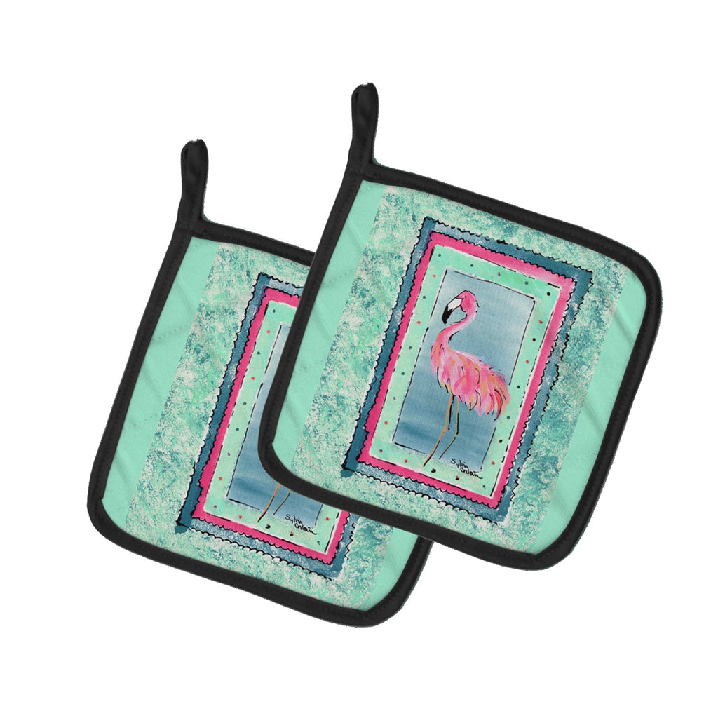 Bird - Flamingo Pot Holder Set of 2 Heat Resistant Quilted Hot Pads 7.5 x 7.5 Inch, Insulated Kitchen Trivets for Cooking & Baking