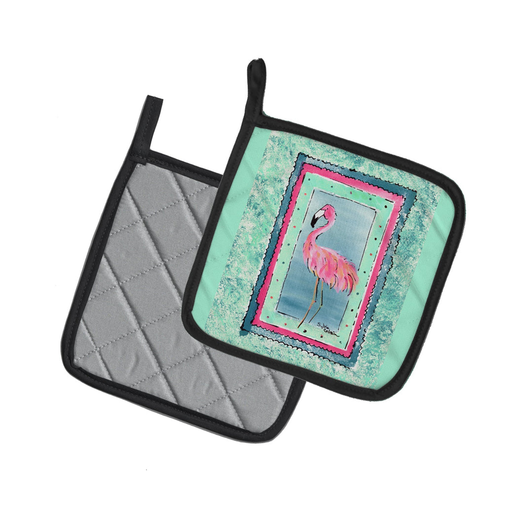 Bird - Flamingo Pot Holder Set of 2 Heat Resistant Quilted Hot Pads 7.5 x 7.5 Inch, Insulated Kitchen Trivets for Cooking & Baking