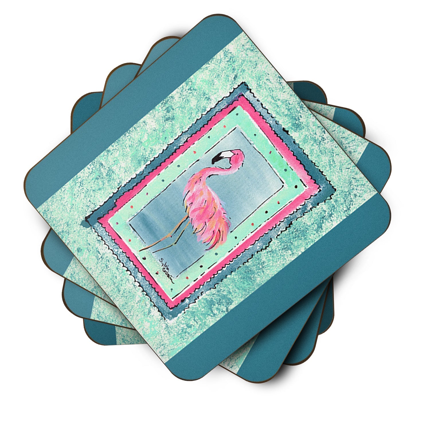 Bird - Flamingo Foam Coasters Set of 4 Cup Coasters for Indoor Outdoor, Tabletop Protection, Anti Slip, Mouse pad Material