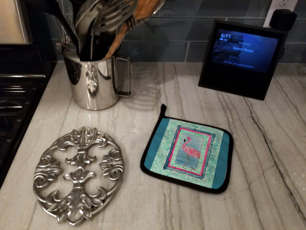 Bird - Flamingo Pot Holder Set of 2 Heat Resistant Quilted Hot Pads 7.5 x 7.5 Inch, Insulated Kitchen Trivets for Cooking & Baking