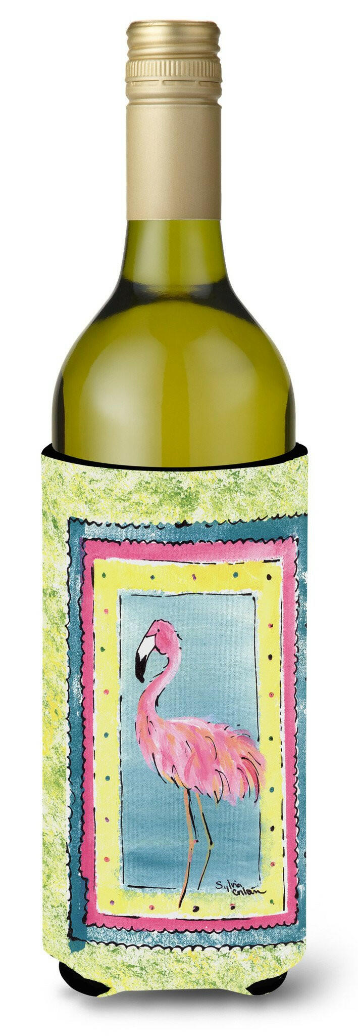 Bird - Flamingo Wine Bottle Hugger Gift Sleeve for Standard 750 ml Bottles, Insulated Reusable Also Fits Mini Shot & Pint Bottles