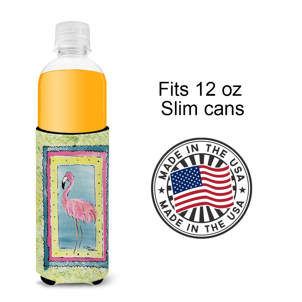 Bird - Flamingo Slim Can Hugger , Insulated Foam Hugger for 12 oz Slim Cans, Beer Bottles & Water Bottles, Printed in USA