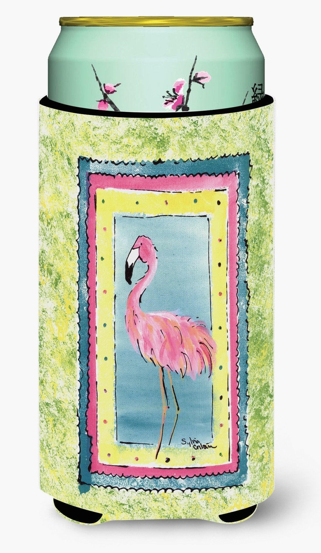 Bird - Flamingo Tall Boy Hugger Can Cooler Sleeve Machine Washable Drink Collapsible Insulator Beverage Insulated Holder