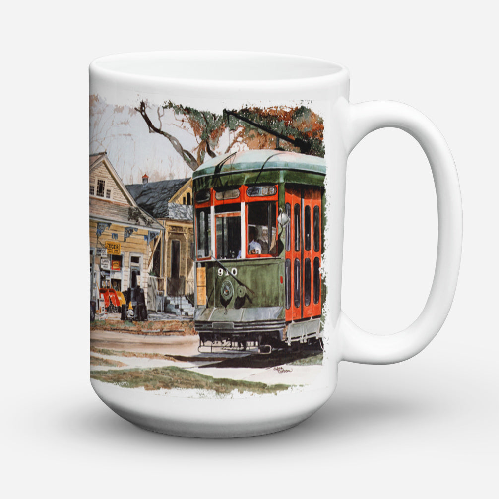 New Orleans Street Car Ceramic Coffee Mug 15 oz Decorative Large C Handle Mug Cup for Tea, Cocoa Hot Chocolate