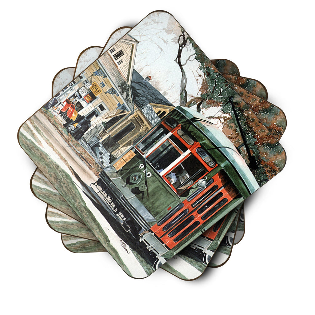 New Orleans Street Car Foam Coasters Set of 4 Cup Coasters for Indoor Outdoor, Tabletop Protection, Anti Slip, Mouse pad Material